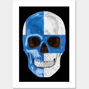 Finland Flag Skull - Gift for Finnish With Roots From Finland Posters and Art